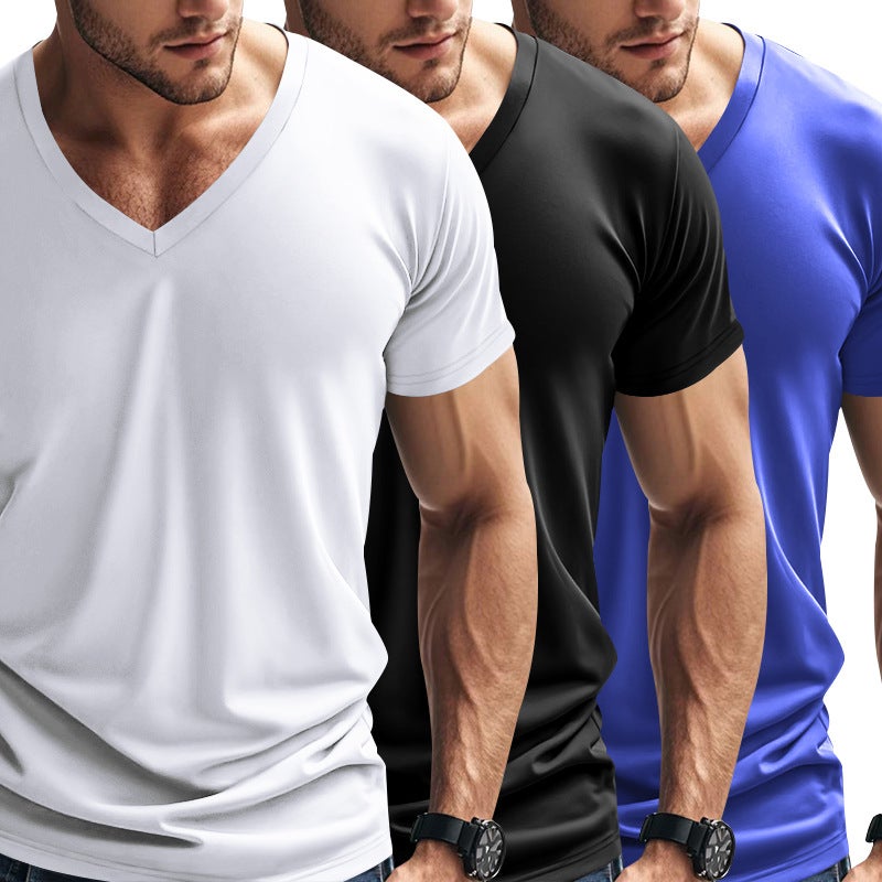 Cross-Border Summer Men''s T-Shirt Quick-Drying Breathable Casual Sports Loose Sweetheart Collar Short-Sleeved Three-Piece Men''s - Image 1