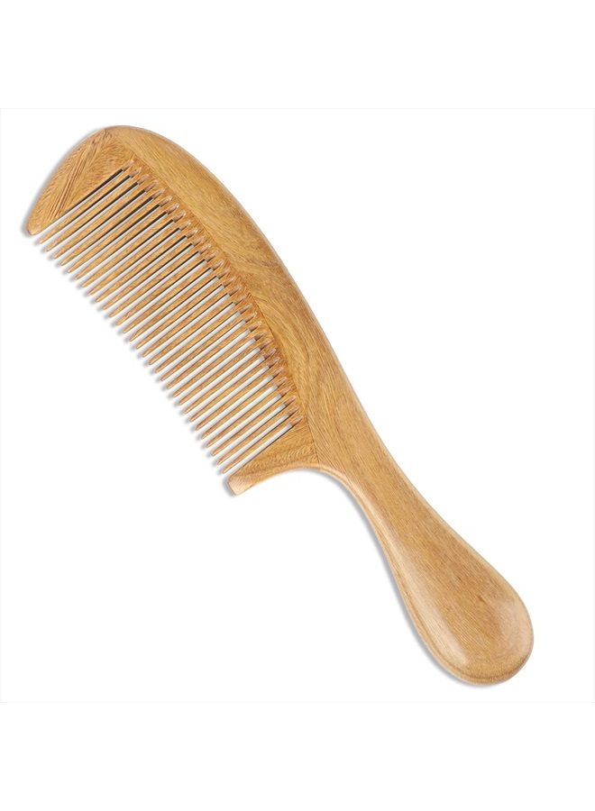 OneDor مشط شعر من خشب الصندل الأخضر الطبيعي 100% مصنوع يدويًا - مشط خشبي برائحة الصندل الطبيعية مضاد للكهرباء الساكنة (أسنان دقيقة) - Image 1