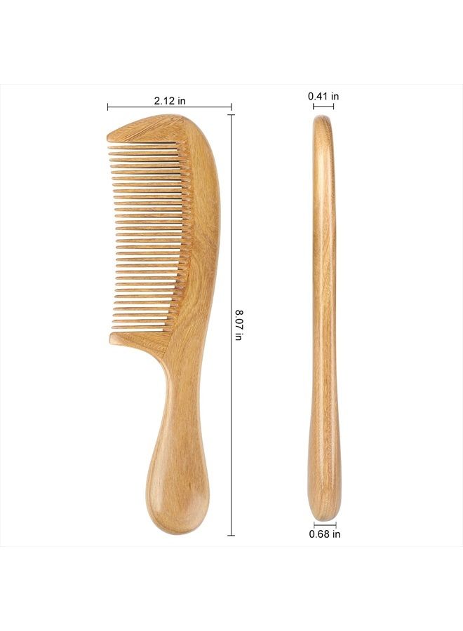OneDor مشط شعر من خشب الصندل الأخضر الطبيعي 100% مصنوع يدويًا - مشط خشبي برائحة الصندل الطبيعية مضاد للكهرباء الساكنة (أسنان دقيقة) - Image 2