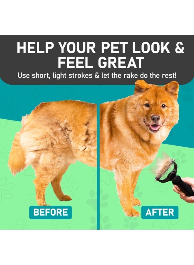 Maxpower Planet Pet Grooming Brush - Double Sided Shedding and Dematting Undercoat Rake Comb for Dogs and Cats,Extra Wide,Black - Image 2