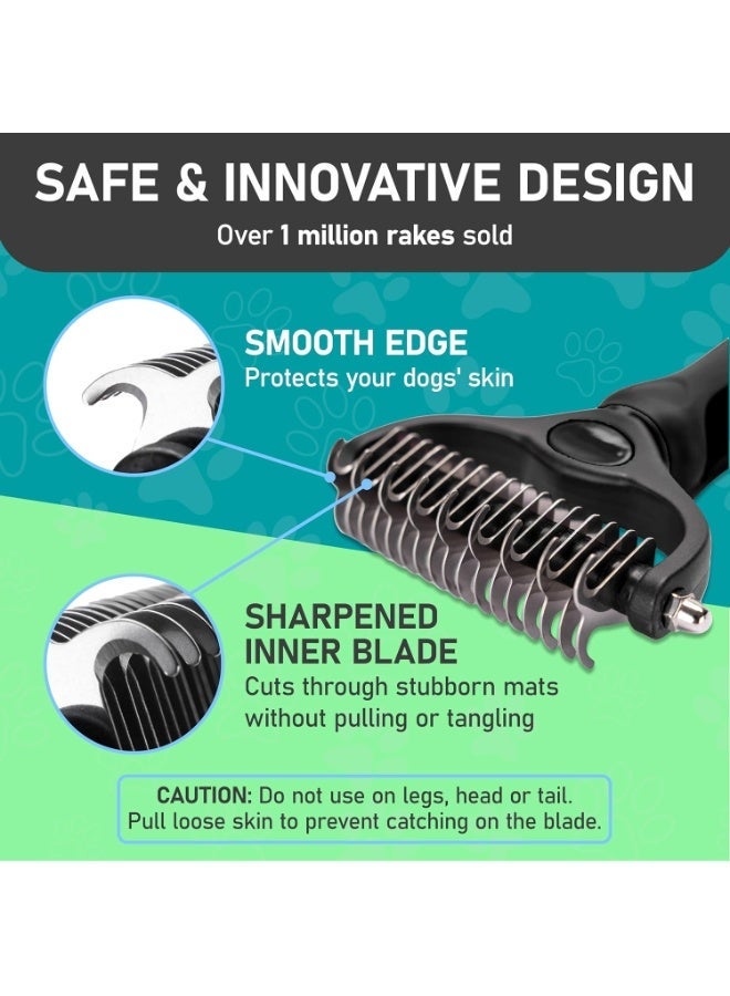 Maxpower Planet Pet Grooming Brush - Double Sided Shedding and Dematting Undercoat Rake Comb for Dogs and Cats,Extra Wide,Black - Image 4