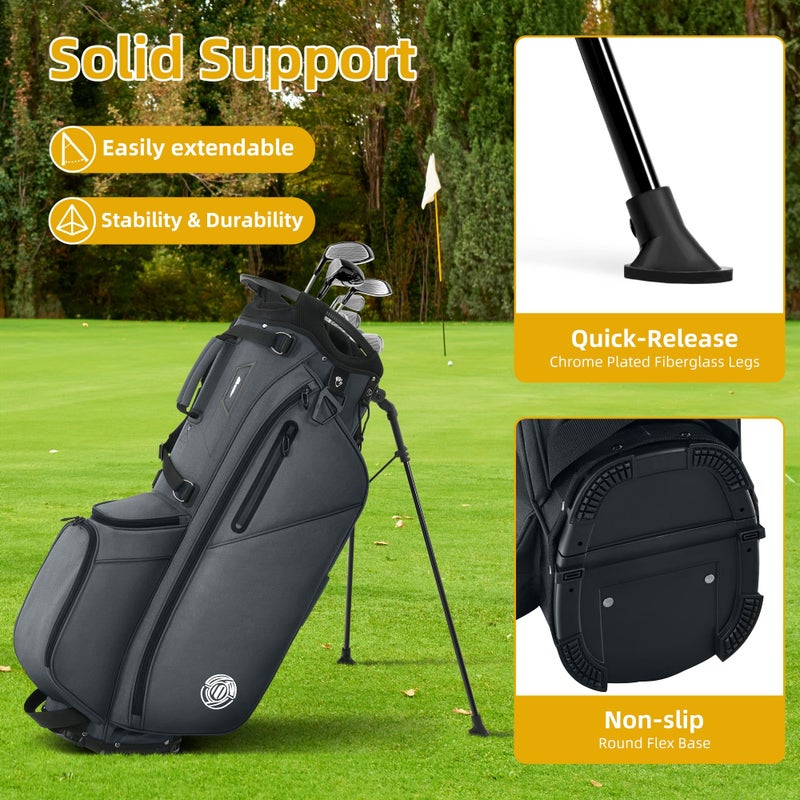 Shopsource 14 Way Golf Stand Bag, Lightweight Golf Bag with Stand for Men Women, Standing Golf Club Bags with Padded Ergonomic Double Strap, Full Length Dividers, Multiple Pockets, Rain Hood - Image 2
