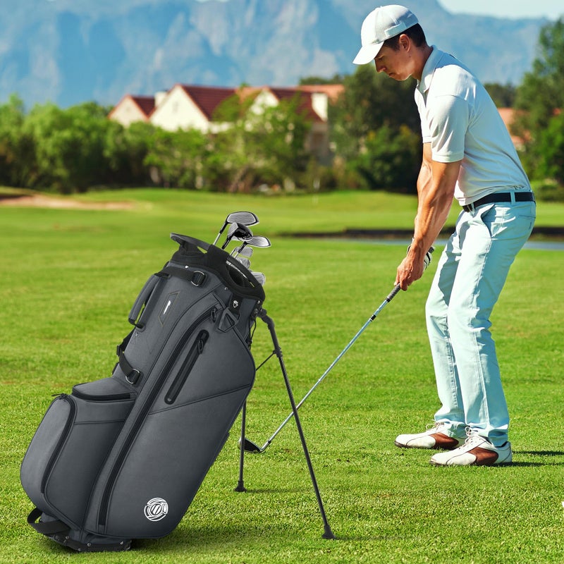 Shopsource 14 Way Golf Stand Bag, Lightweight Golf Bag with Stand for Men Women, Standing Golf Club Bags with Padded Ergonomic Double Strap, Full Length Dividers, Multiple Pockets, Rain Hood - Image 4