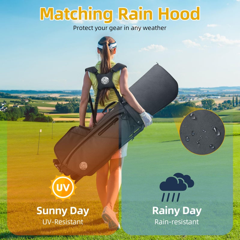 Shopsource 14 Way Golf Stand Bag, Lightweight Golf Bag with Stand for Men Women, Standing Golf Club Bags with Padded Ergonomic Double Strap, Full Length Dividers, Multiple Pockets, Rain Hood - Image 5