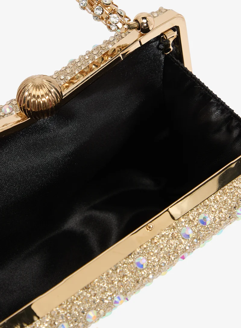 Khizana Gold Gold Detailed Diamonte Embellished Handle Bag for Women | Best Price UAE