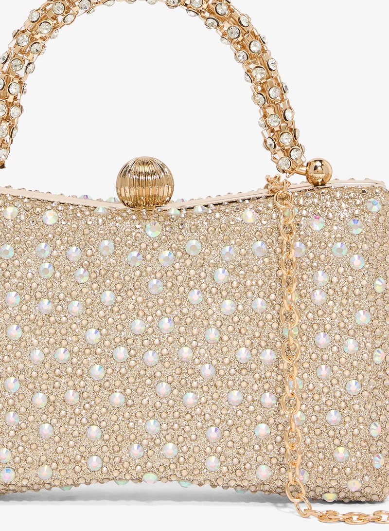 Khizana Gold Gold Detailed Diamonte Embellished Handle Bag for Women | Best Price UAE
