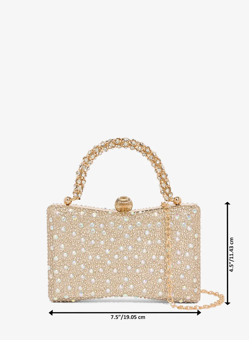 Khizana Gold Gold Detailed Diamonte Embellished Handle Bag for Women | Best Price UAE