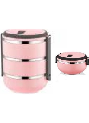 Freshbox Lunch Box Food Thermos Storage Container Pink Light + 1 Single Spare 