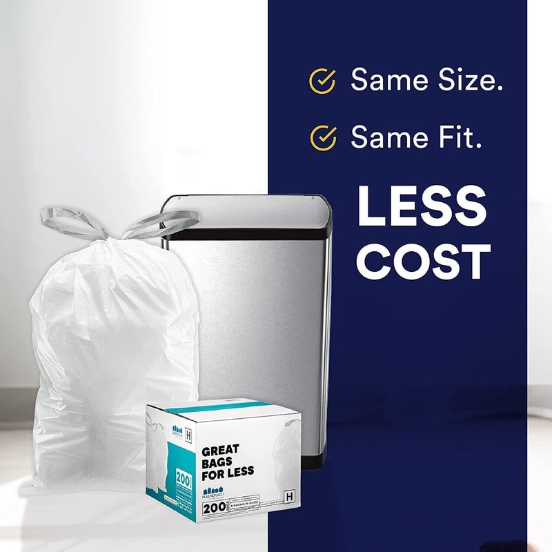 Plasticplace Custom Fit Trash Bags Compatible with simplehuman Code Q (200 Count) Drawstring Garbage Bags 13-17 Gallon White, Tear-Resistant Tall Kitchen Trash Bags for Garbage Cans Recycling 1.2 Mil - Image 4
