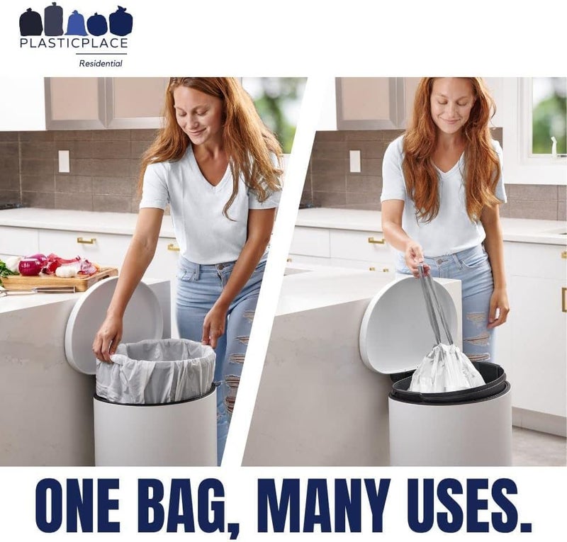Plasticplace Custom Fit Trash Bags Compatible with simplehuman Code Q (200 Count) Drawstring Garbage Bags 13-17 Gallon White, Tear-Resistant Tall Kitchen Trash Bags for Garbage Cans Recycling 1.2 Mil - Image 2