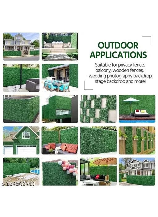 Vemonio Vemonio Artificial Plants Wall Boxwood Hedge Grass Tiles for Roof Decor Ceiling Decor Balcony Decor Wall Decor Greenery Panels Ivy Fence 40cm x 60cm 1  - Image 3