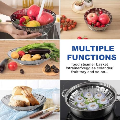 Fuelbyte Vegetable Steamer Basket - Premium Stainless Steel Steamer for Kitchen | Momos Maker Steamer | Folding Expandable Steamer for Vegetables | Vegetable Steamer for Cooking - Image 2