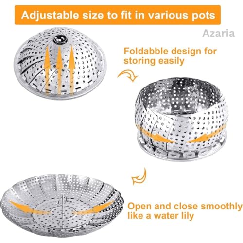 Fuelbyte Vegetable Steamer Basket - Premium Stainless Steel Steamer for Kitchen | Momos Maker Steamer | Folding Expandable Steamer for Vegetables | Vegetable Steamer for Cooking - Image 4