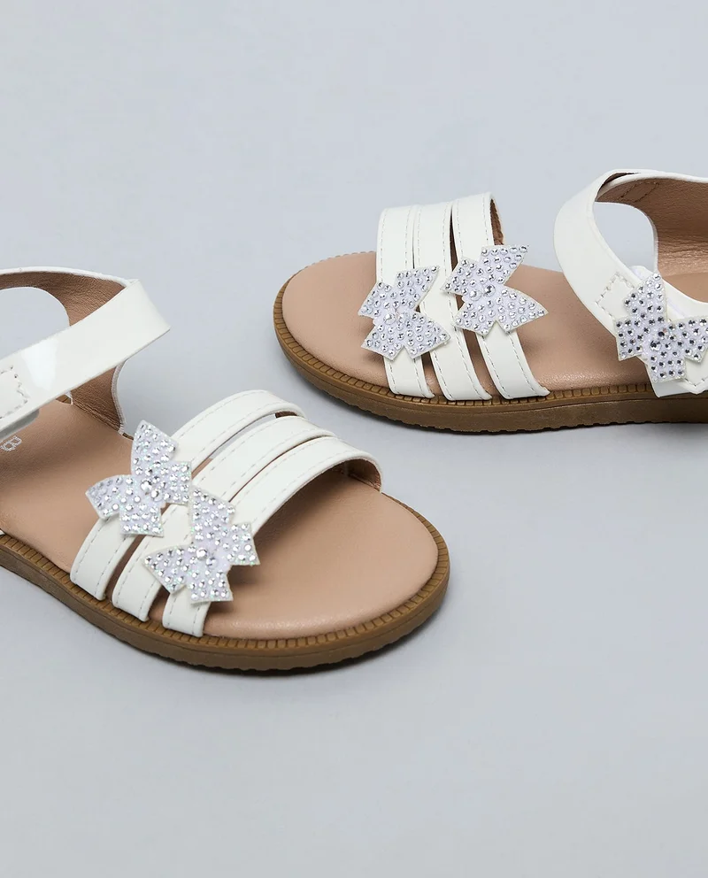 أر أند بي Appliqued Velcro Closure Flat Sandals