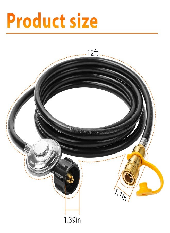 ArrogantF 12ft Heater Propane Hose with Regulator, 3/8" Quick Disconnect Replacement for F271803 Big Buddy Indoor Outdoor Heater, Barbecue Grill, Camper, Connect 10-100 Gallons Portable Propane Tank - Image 2