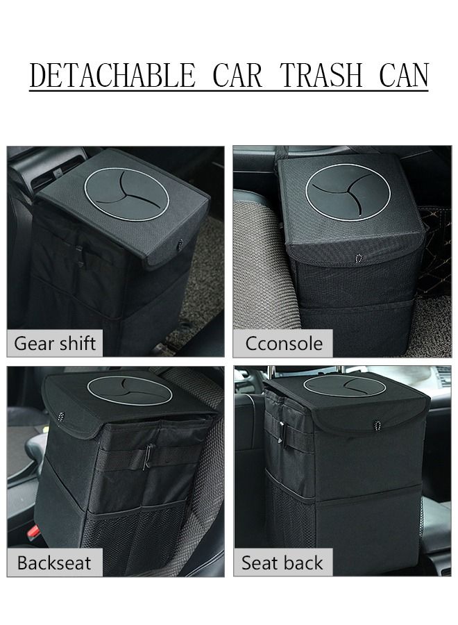 DUNISO Foldable Car Trash Can Car Trash Bag Bin Hanging Waterproof Automotive Car Garbage Cans Leak Proof Vehicle Trash Can Black - Image 3