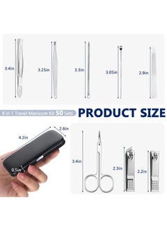 Geosar 50 Set Travel Manicure Kit Nail Clippers Pedicure Professional Nail Care Tools Stainless Steel Grooming Nail Set with Portable Travel Case Gifts for Family(Black)  - Image 2