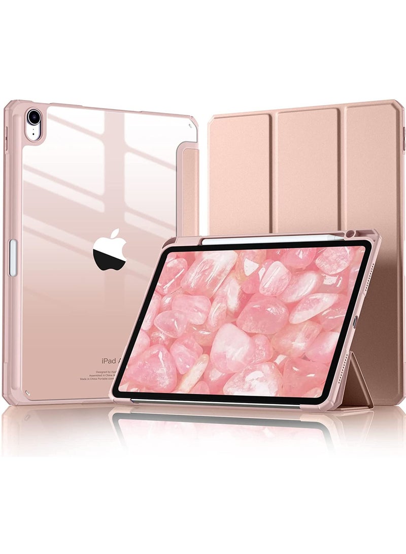 Rock Pow Protective Case Cover For Air 11-Inch M2 (2024) iPad Air4/Air5 10.9 inch (2020/2022) Generation with Pencil Holder, [Support Apple Pencil Charging and Touch ID] Clear Transparent and Auto Wake/Sleep - Image 1