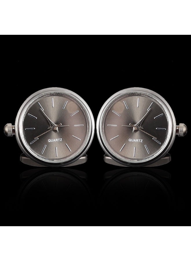 Shougu High End Movement Silver Precision Watch Men's Cufflinks