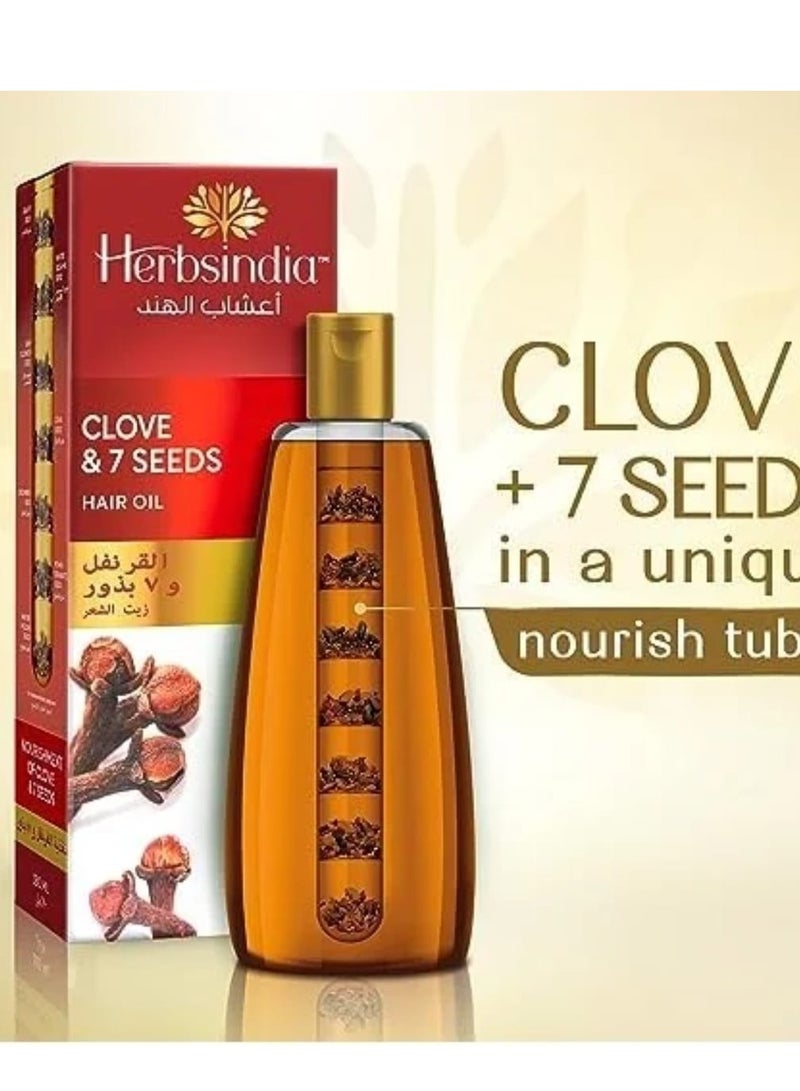 هيربس إنديا زيت شعر بالقرنفل و7 بذور عشبية مع أنبوب مغذي يجعل الشعر أكثر كثافة ولمعانًا وخالي من السيليكون والبارابين 180 مل - Image 2