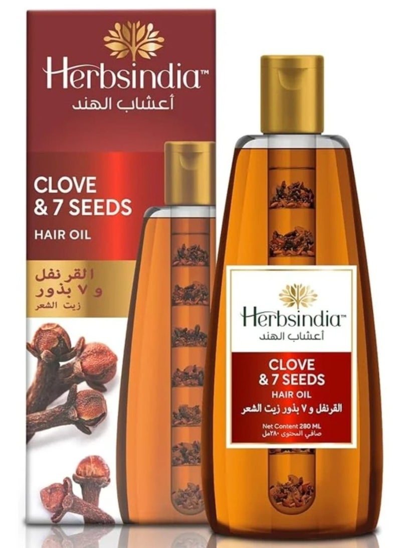 هيربس إنديا زيت شعر بالقرنفل و7 بذور عشبية مع أنبوب مغذي يجعل الشعر أكثر كثافة ولمعانًا وخالي من السيليكون والبارابين 180 مل - Image 1