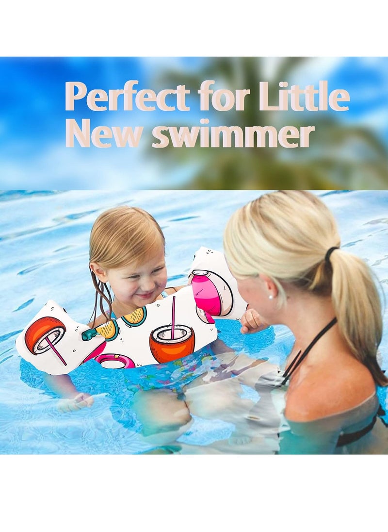 SYOSI - Toddler Swim Vest for Kids 1-5 Years Old 30-55 lbs Boy and Girl Learn-to-Swim Adjustable Strap Swimming Jacket Water Wings for with lovely Cartoon Children's Swimming Pool Pale Pink Coconut - Image 1