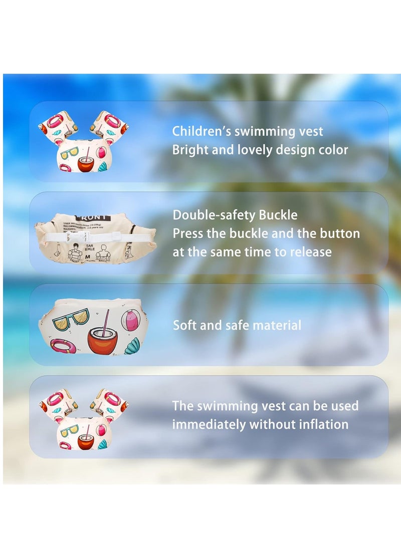 SYOSI - Toddler Swim Vest for Kids 1-5 Years Old 30-55 lbs Boy and Girl Learn-to-Swim Adjustable Strap Swimming Jacket Water Wings for with lovely Cartoon Children's Swimming Pool Pale Pink Coconut - Image 1
