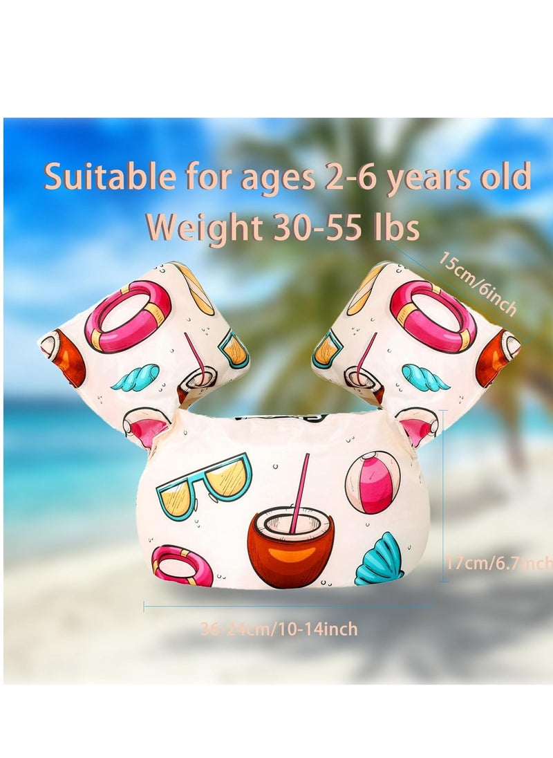 SYOSI - Toddler Swim Vest for Kids 1-5 Years Old 30-55 lbs Boy and Girl Learn-to-Swim Adjustable Strap Swimming Jacket Water Wings for with lovely Cartoon Children's Swimming Pool Pale Pink Coconut - Image 1