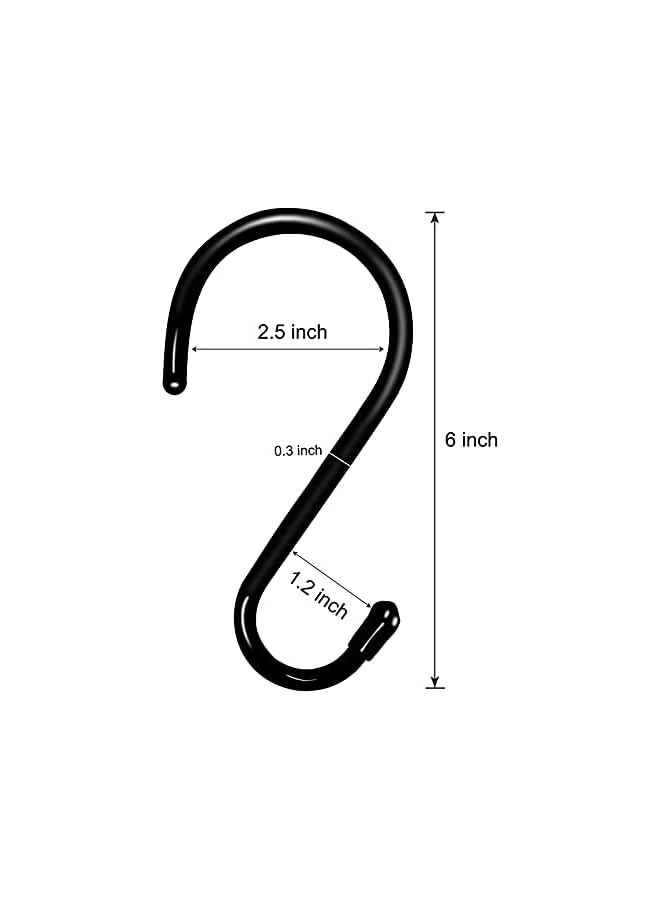 PROMASS promass 4 Pack Large S Hooks for Hanging Heavy Duty, 6 inch Non Slip Vinyl Coated Metal Closet S Hooks for Hanging Kitchen Utensil Pot Pan Cups Clothes Jeans Towels Hats Bags Plants (Black)  - Image 2