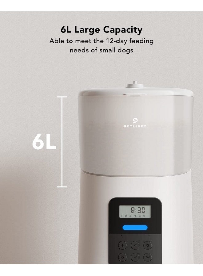 وحدة تغذية القطط الأوتوماتيكية من بيتليبرو، موزع طعام جاف أوتوماتيكي للقطط بسعة 6 لترات بتصميم مانع للانسداد، مؤشر LED لانخفاض الطعام، تحكم في الحصص من 0 إلى 50 لوجبات من 1 إلى 6 وجبات يوميًا، مسجل صوت لمدة 10 ثوانٍ للحيوانات الأليفة الصغيرة والمتوسطة - Image 4