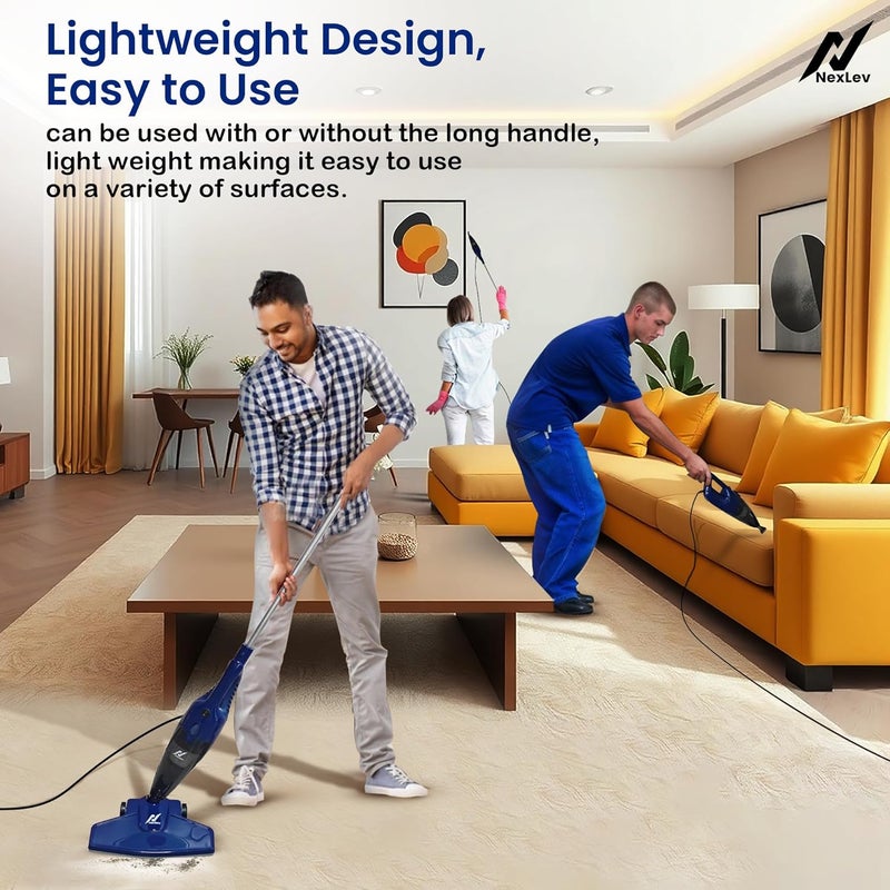 nexlev مكنسة كهربائية محمولة وعصا 2 في 1 | شفط 17500 PA | تنظيف جاف للمنزل والمكتب | فلتر HEPA قابل للغسل | 4 رؤوس قابلة للتعديل | بدون كيس | تنظيف عميق للأريكة والسرير والنوافذ والمزيد | VC-01 - Image 2