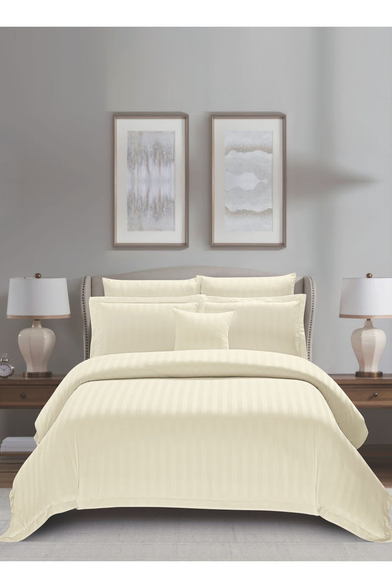 Donetella Striped Comforter Set, King Size (260x240 cm), 8-Piece Hotel Bedding with 350 GSM Filling – Comforter, Comforter Cover, Fitted Sheet, Pillowcases & Cushion Cover  - Image 1