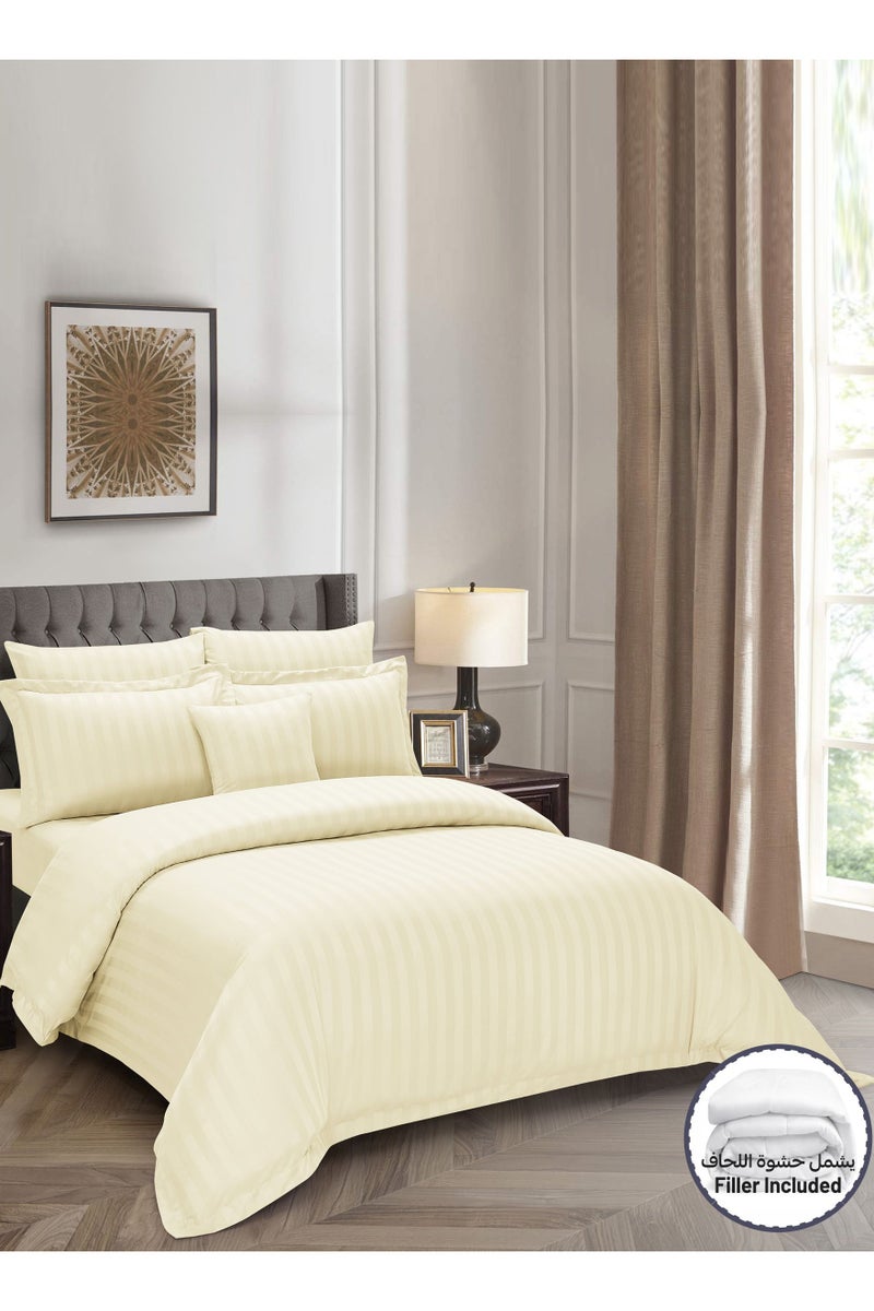 Donetella Striped Comforter Set, King Size (260x240 cm), 8-Piece Hotel Bedding with 350 GSM Filling – Comforter, Comforter Cover, Fitted Sheet, Pillowcases & Cushion Cover  - Image 2