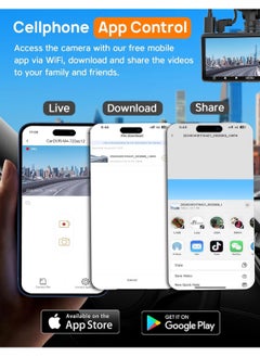 LAESO 3 Channel WiFi Dash Cam Front and Rear Inside, 4K+1080P Dash Camera with Hardwire kit, 2.5K+1080P+1080P Car Camera with 64GB Card, HDR, G-Sensor, Loop Recording, 24H Parking Mode, App Control  - Image 4