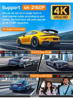 LAESO 3 Channel WiFi Dash Cam Front and Rear Inside, 4K+1080P Dash Camera with Hardwire kit, 2.5K+1080P+1080P Car Camera with 64GB Card, HDR, G-Sensor, Loop Recording, 24H Parking Mode, App Control  - Image 5