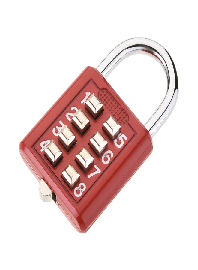MroMax 1Pcs 8-Digit Combination Padlock Push Button Lock for Locker Gym, Case, Drawer, Toolbox Red - Image 1