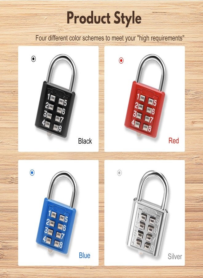 MroMax 1Pcs 8-Digit Combination Padlock Push Button Lock for Locker Gym, Case, Drawer, Toolbox Red - Image 5