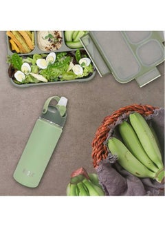 BEOLA Insulated Water Bottle with Straw Lid and Wide Mouth - 550 ml, Forest Green  - Image 5
