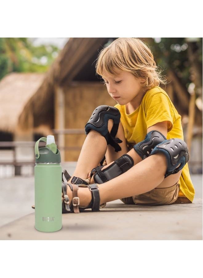 BEOLA - Insulated Water Bottle with Straw Lid and Wide Mouth - 550 ml, Forest Green - Image 1