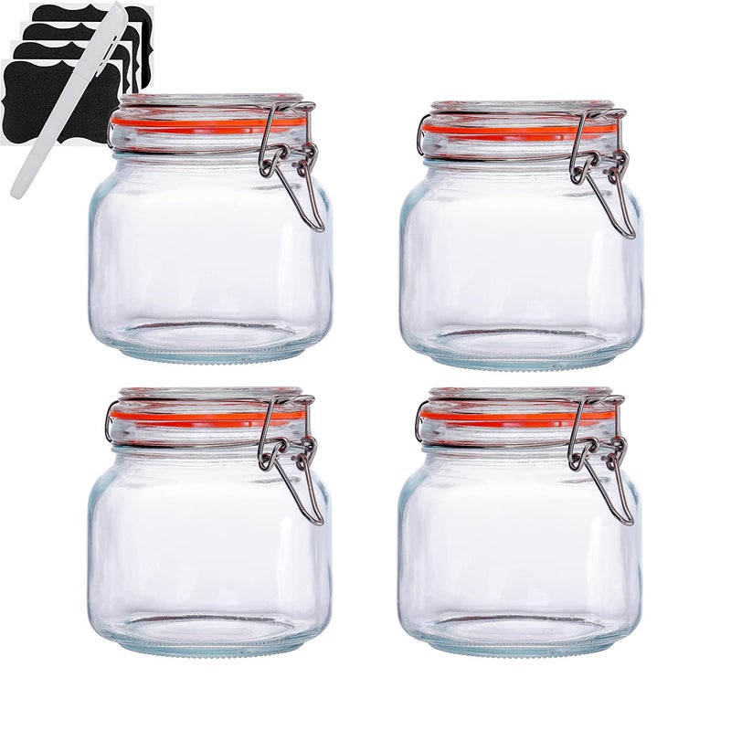 25 oz Glass Jars With Airtight Lids And Leak Proof Rubber GasketWide Mouth Mason Jars With Hinged Lids For Kitchen Canisters 750ml Glass Storage Containers