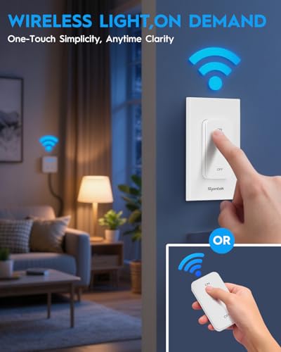 Syantek Remote Control Outlet 15A/1875W Removable Wall Mounted Remote Light Switch, Wireless Light Switch 200FT, Electrical Plug On Off Outlet Switch for Lamps, Fans, Christmas Lights, Programmed - Image 3
