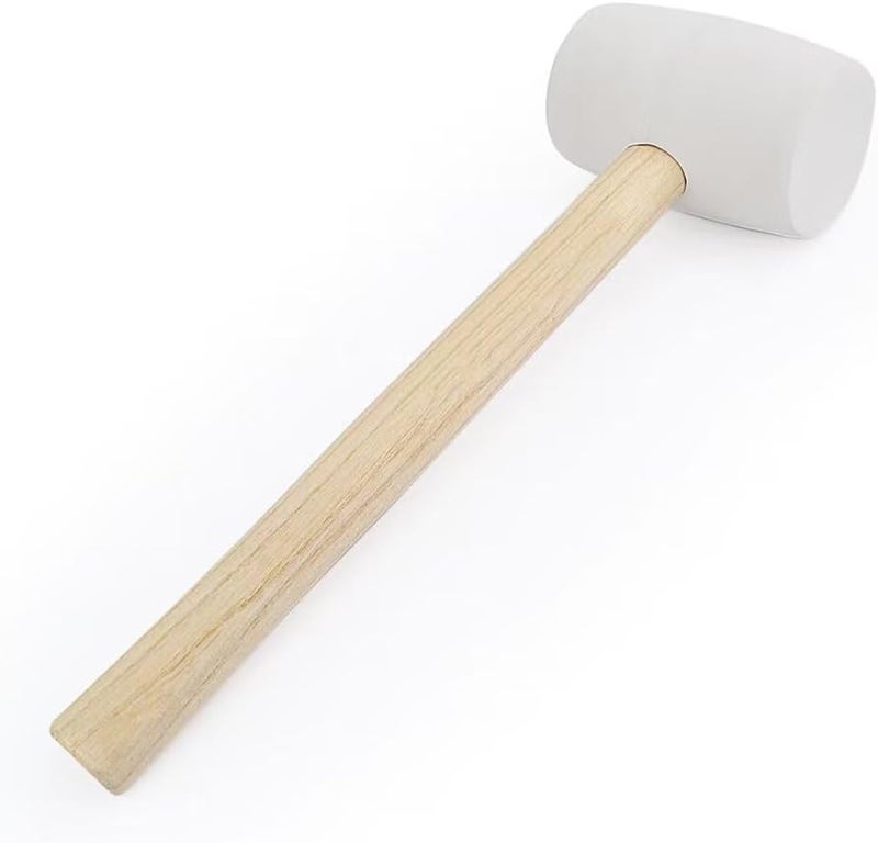 Gunpla Rubber Mallet - 12 oz Anti-Slip Wooden Handle Soft Double Face White Rubber Head Mallet for DIY, Tile Setting, Laminate Flooring Installs & More - Image 1