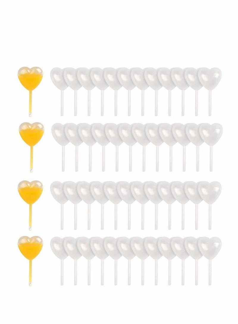 NIBEMINENT 4ml Mini Squeeze Transfer Cupcakes Pipettes Heart Shape, Disposable Plastic Droppers for Cupcake, Dessert, Strawberries and Chocolate Party Decoration, 100 Pcs - Image 1