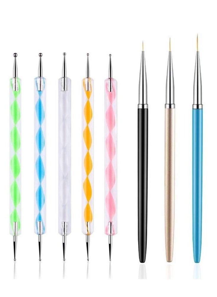 ORiTi 5 قطع من أقلام التنقيط مع 3 قطع من فرش طلاء الأظافر وأدوات تصميم فن الأظافر - Image 1