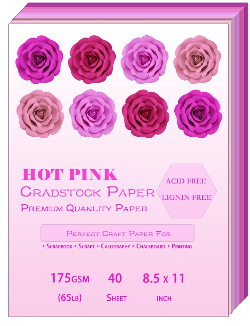 WEKOOSE 40 Sheets Pink Colored Cardstock, Art Kraft Cover Stock Paper, 65lb/175GSM for Card Construction Making, Scrapbooking, Printing, Quilling and Crafts DIY 4 Shades, 10 Sheet Each Color - Image 5