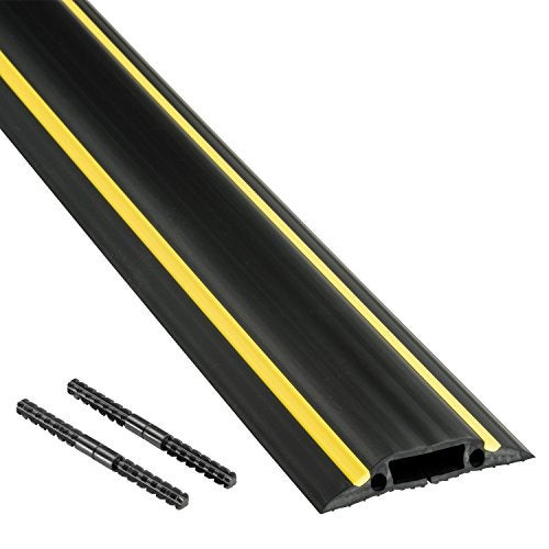 D-Line 30ft Floor Cord Cover, Made in USA Linkable Cable Protector, Hide Extension Cords, Protect Cords, Prevent Cable Trips, Cord Hider, Heavy Duty - Cord Cavity = 1.18" (W) x 0.39" (H), Black/Yellow - Image 1