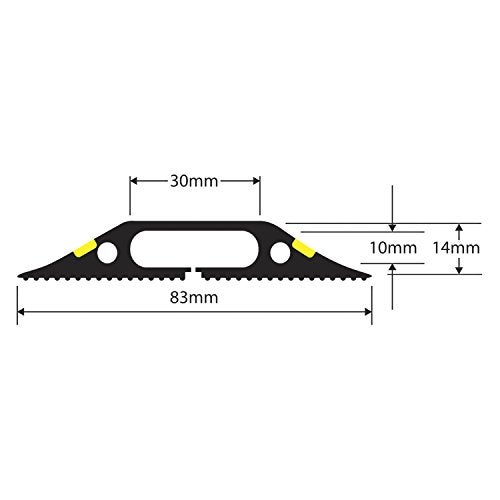 D-Line 30ft Floor Cord Cover, Made in USA Linkable Cable Protector, Hide Extension Cords, Protect Cords, Prevent Cable Trips, Cord Hider, Heavy Duty - Cord Cavity = 1.18" (W) x 0.39" (H), Black/Yellow - Image 3