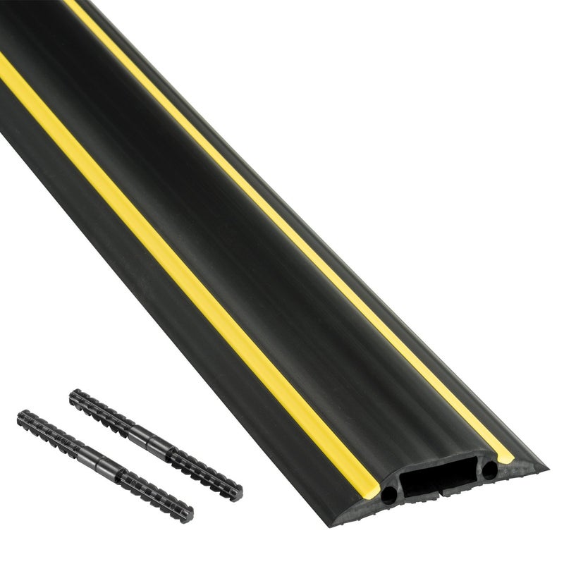 D-Line 30ft Floor Cord Cover, Made in USA Linkable Cable Protector, Hide Extension Cords, Protect Cords, Prevent Cable Trips, Cord Hider, Heavy Duty - Cord Cavity = 1.18" (W) x 0.39" (H), Black/Yellow - Image 4
