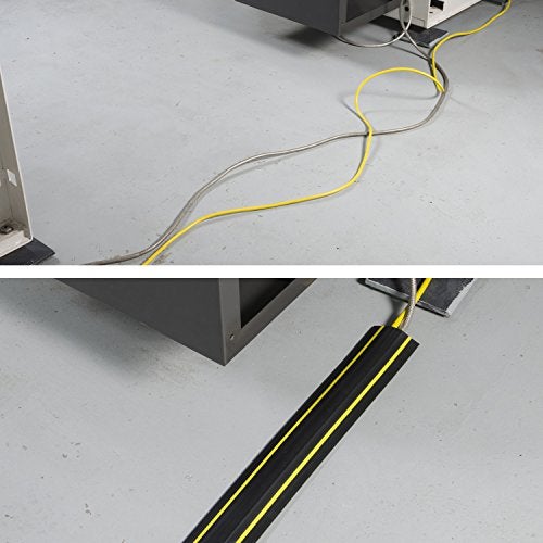 D-Line 30ft Floor Cord Cover, Made in USA Linkable Cable Protector, Hide Extension Cords, Protect Cords, Prevent Cable Trips, Cord Hider, Heavy Duty - Cord Cavity = 1.18" (W) x 0.39" (H), Black/Yellow - Image 2