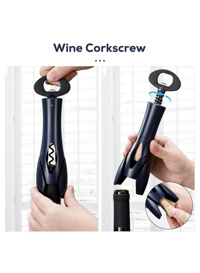 IPOW Wine Opener, Corkscrew Wine Bottle Opener with Foil Cutter,Sharp Screw - Easy to Uase, Sturdy Cork Screw for Gifts, Wine, Bottles - Navy Blue - Image 4